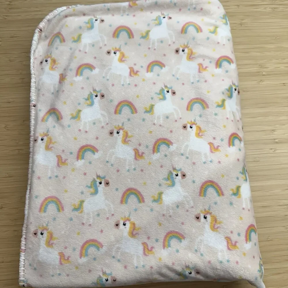 Monlapin Baby Blanket Security Lovey Pink Rainbow, Unicorn